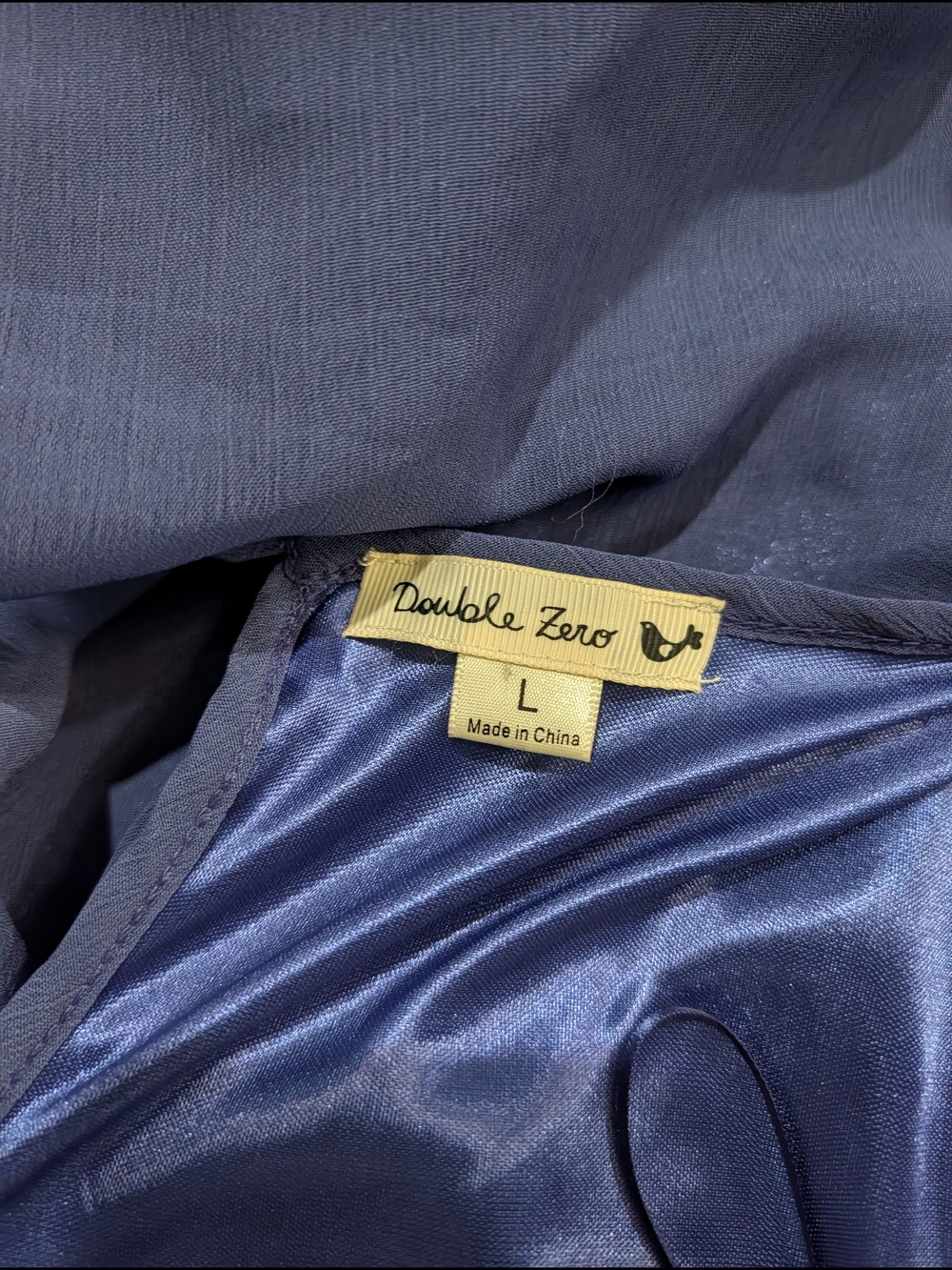 Navy High-Low Chiffon Dress with Cream Tie - Picture 7 of 7